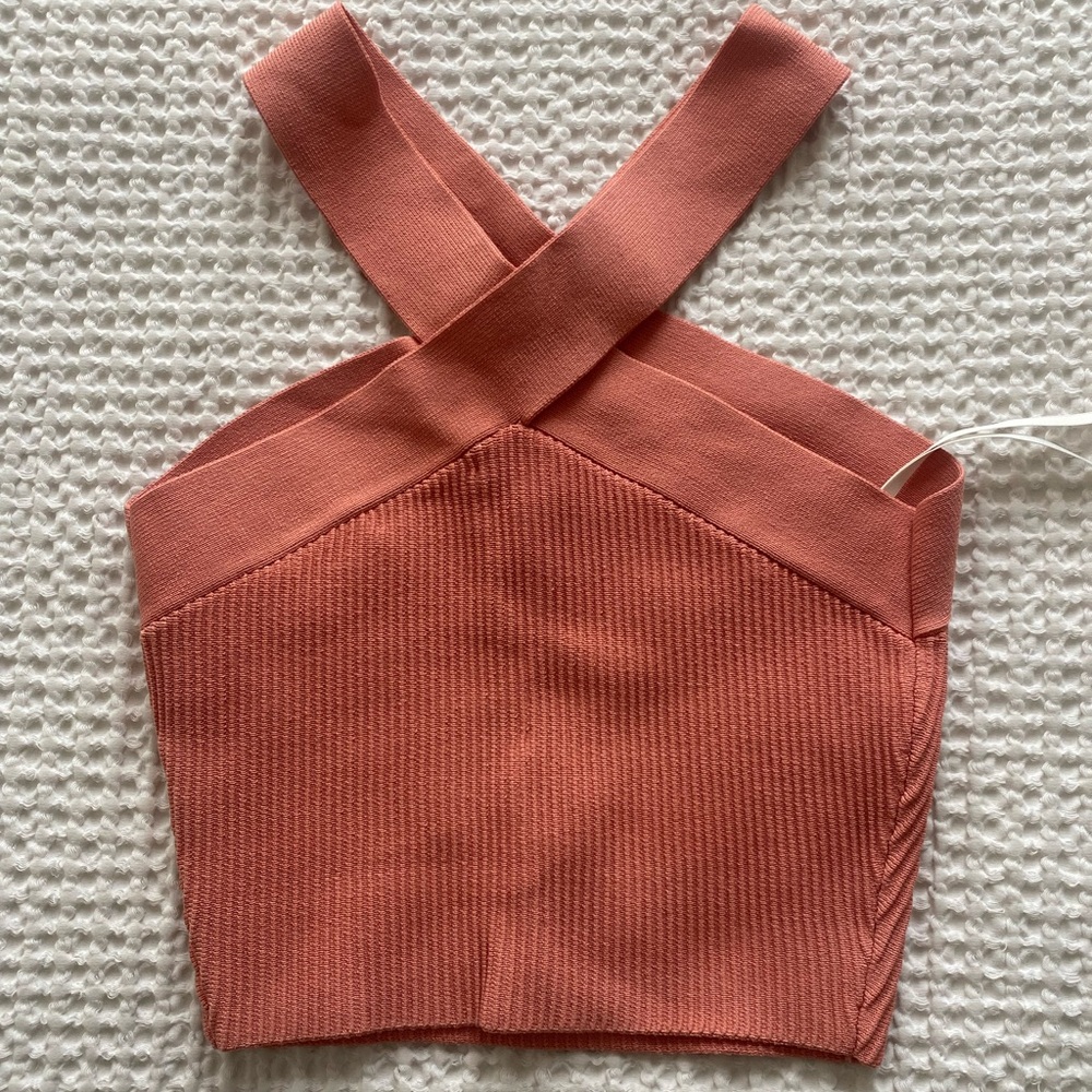 Women's Cross-Back Knit Top - Coral